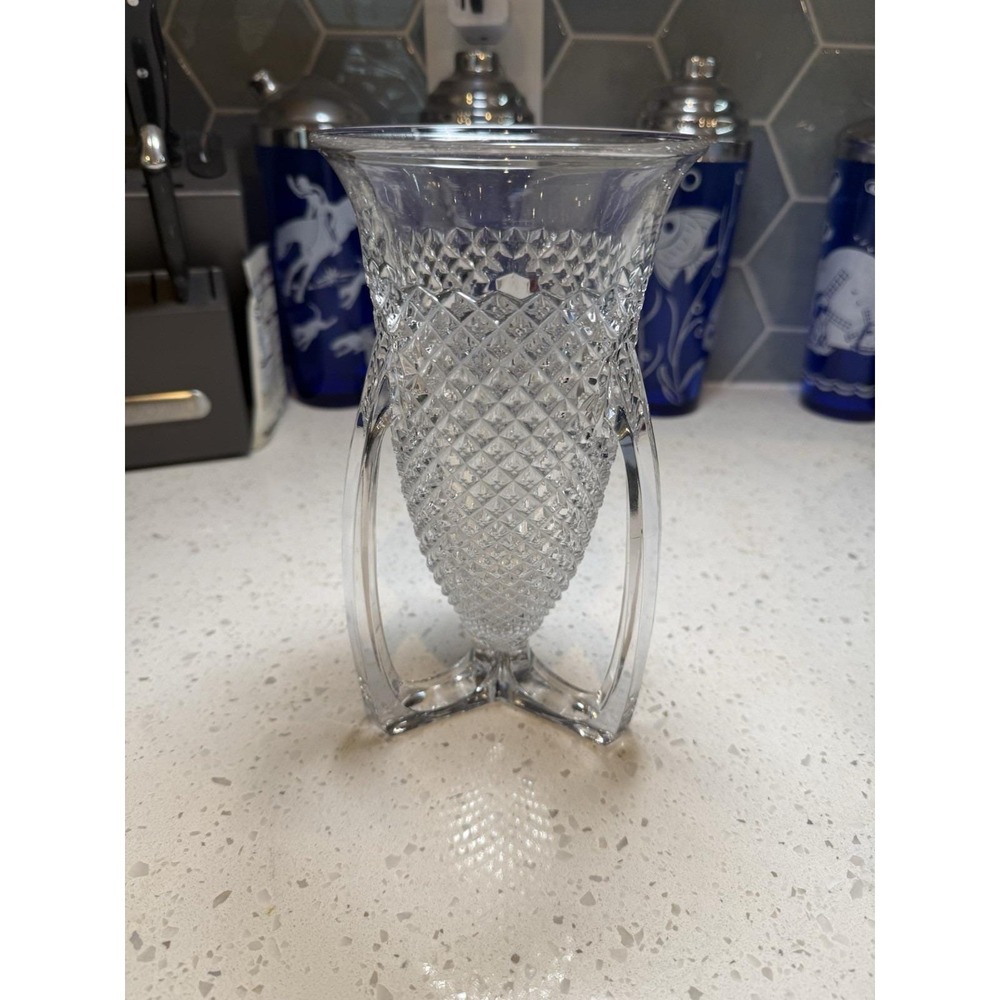 Westmoreland English Hobnail Crystal Rocket Vase Art Deco Mid Century Glass